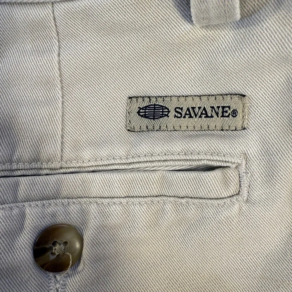 Savane Mens Khaki Chino Shorts Pleated Front Size 38 Casual Retro Y2K Classic‎